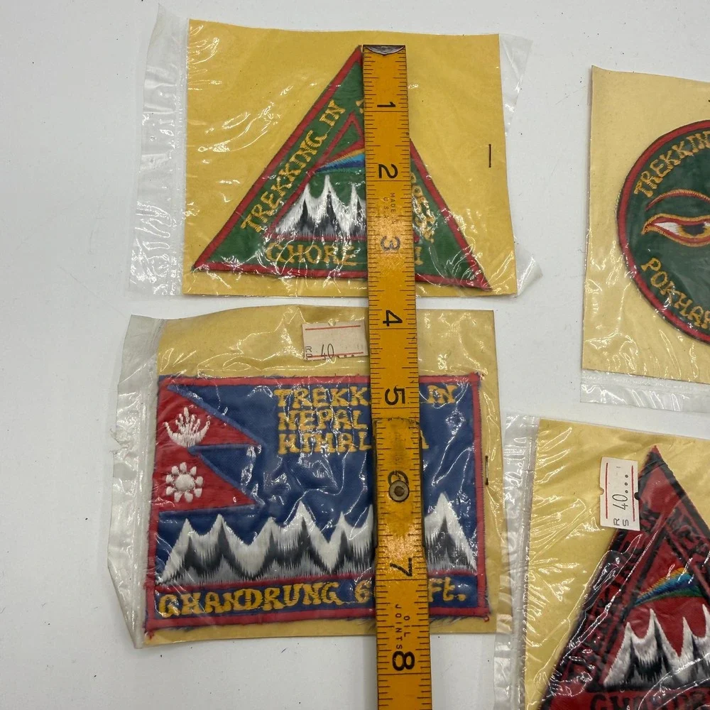 Vintage Trekking in Nepal Himalaya Souvenir Patches Pokhara Ghandrung Set of 4